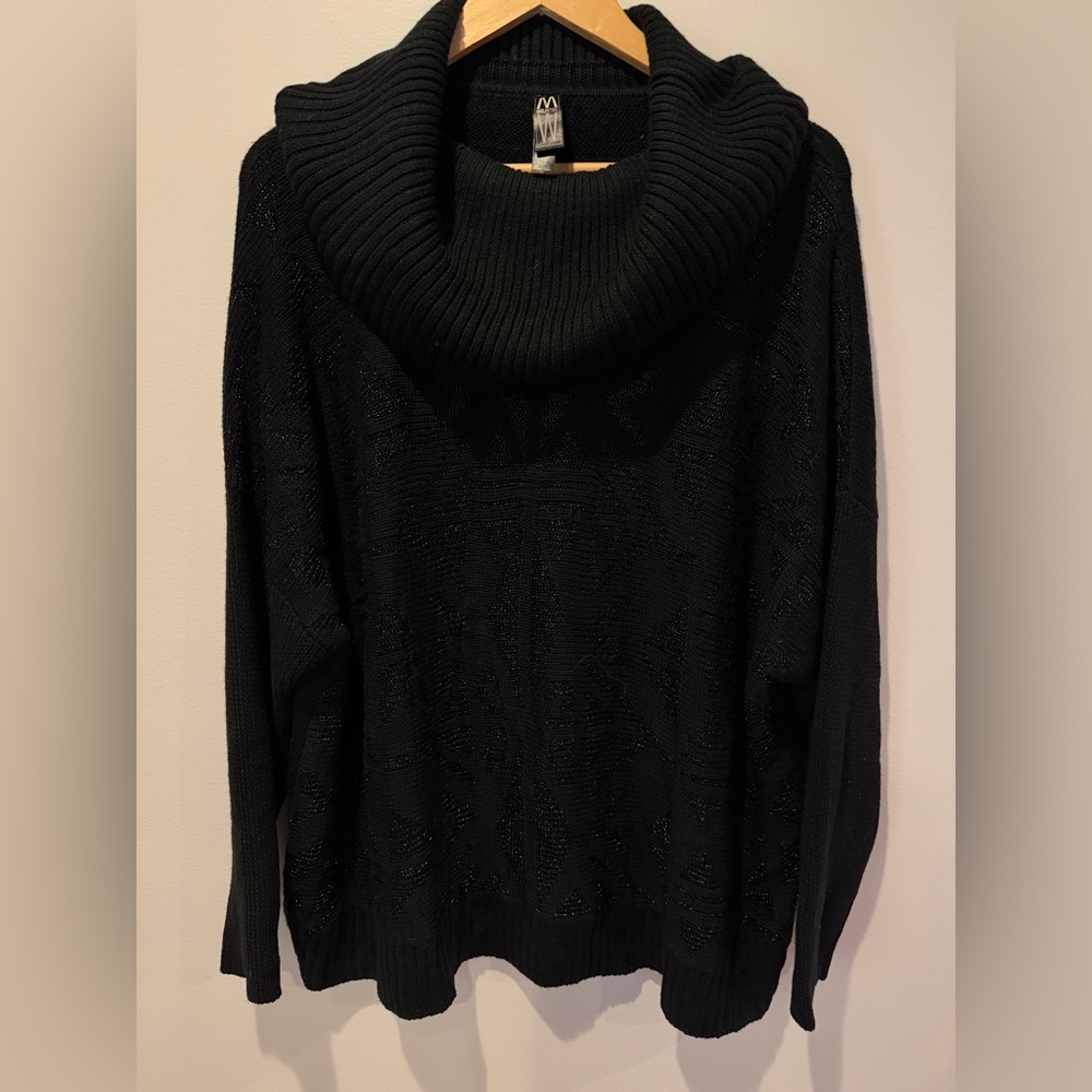 MarlaWynne Shimmer Jacquard Cowl Neck Sweater